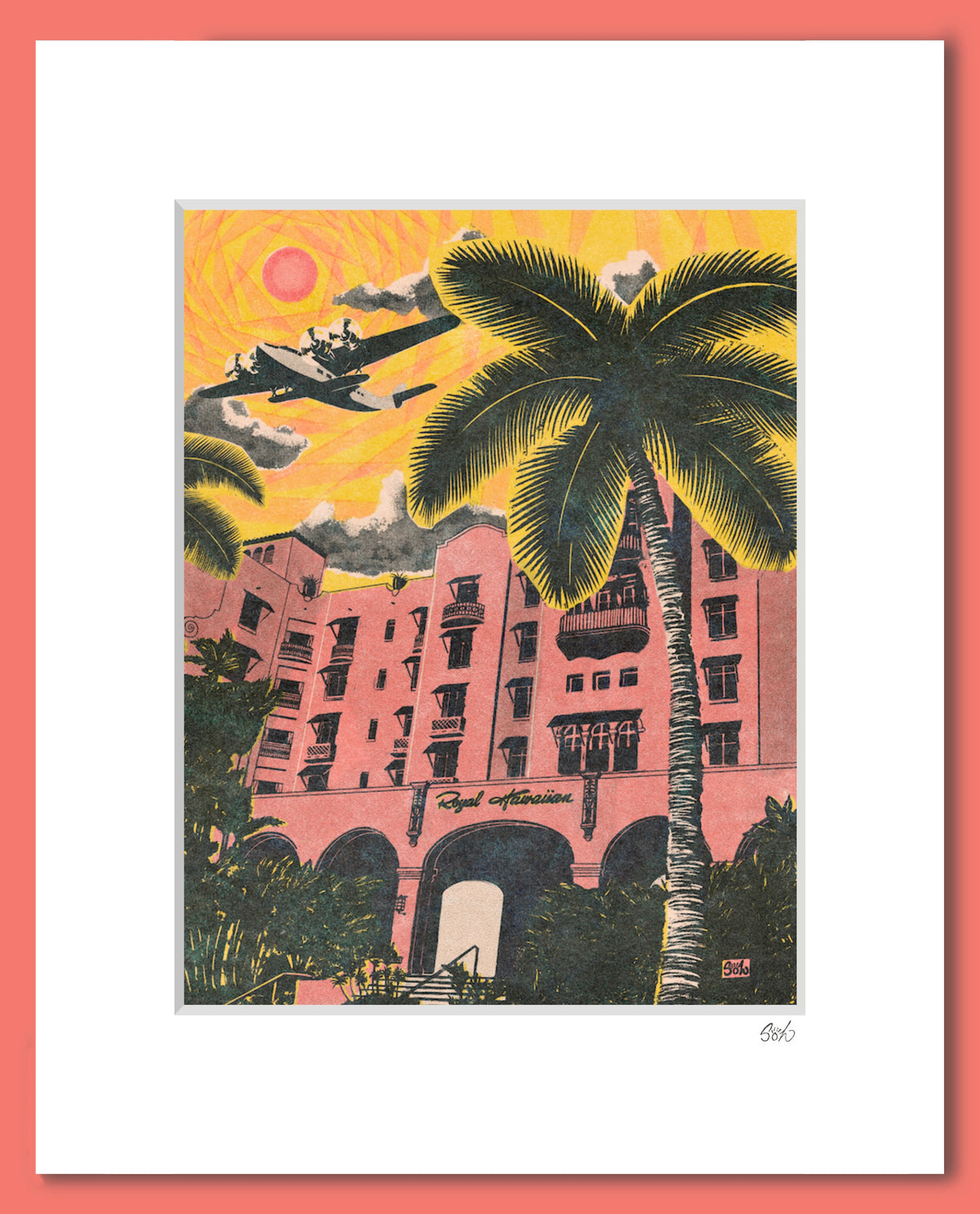 China Clipper Over the Royal Hawaiian